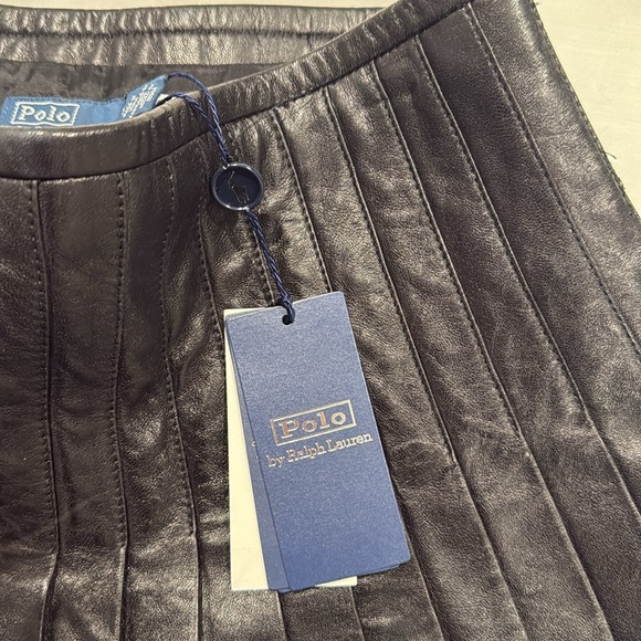 NWT Polo Ralph Lauren Knife-Pleated Lambskin Miniskirt - Picture 10 of 17